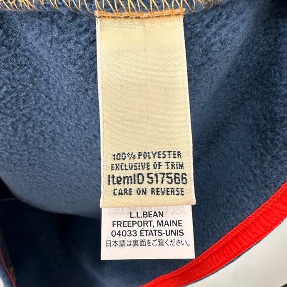 LL BEAN Ws Sweater Fleece Sherpa Colorblock Hybrid Pullover Navy Yellow Red // L - Picture 7 of 9